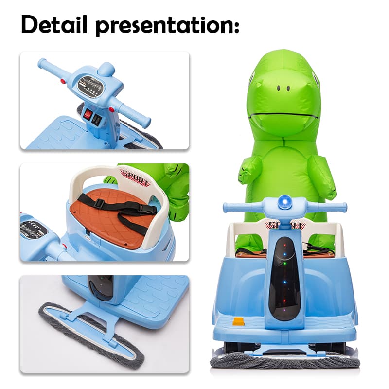 12V Kids Ride-On Sweeper with 360-degree rotation